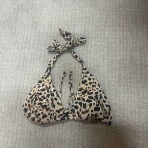 Shade & Shore Leopard Print Triangle Bikini Top in Tan, Black, Brown